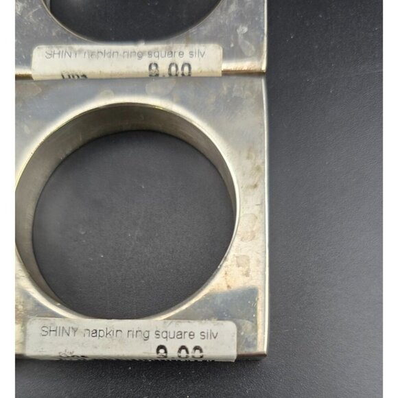 Shiny Square Silver Napkin Rings Set Of 9 Metallic Table Decor Square Shape - Picture 3 of 8